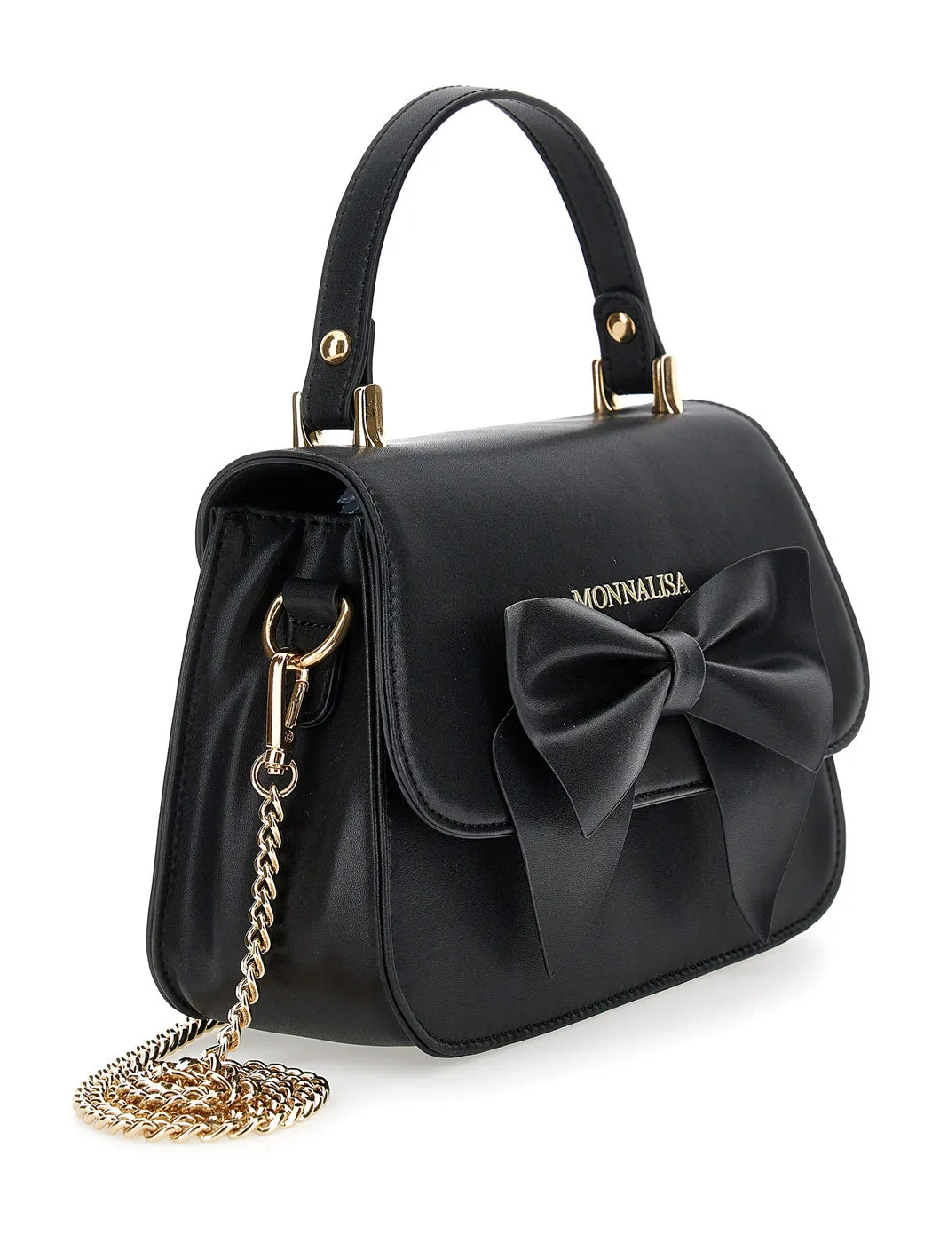 MONNALISA Black regenerated leather bag for girl-17B001