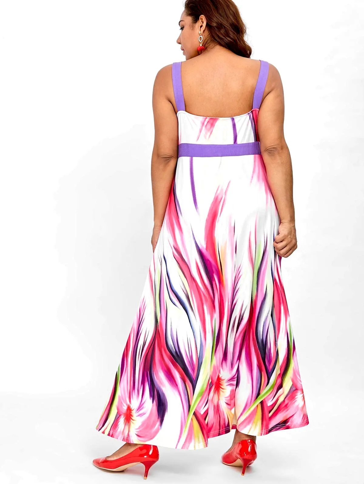 Multi Color Abstract Print Maxi Dress