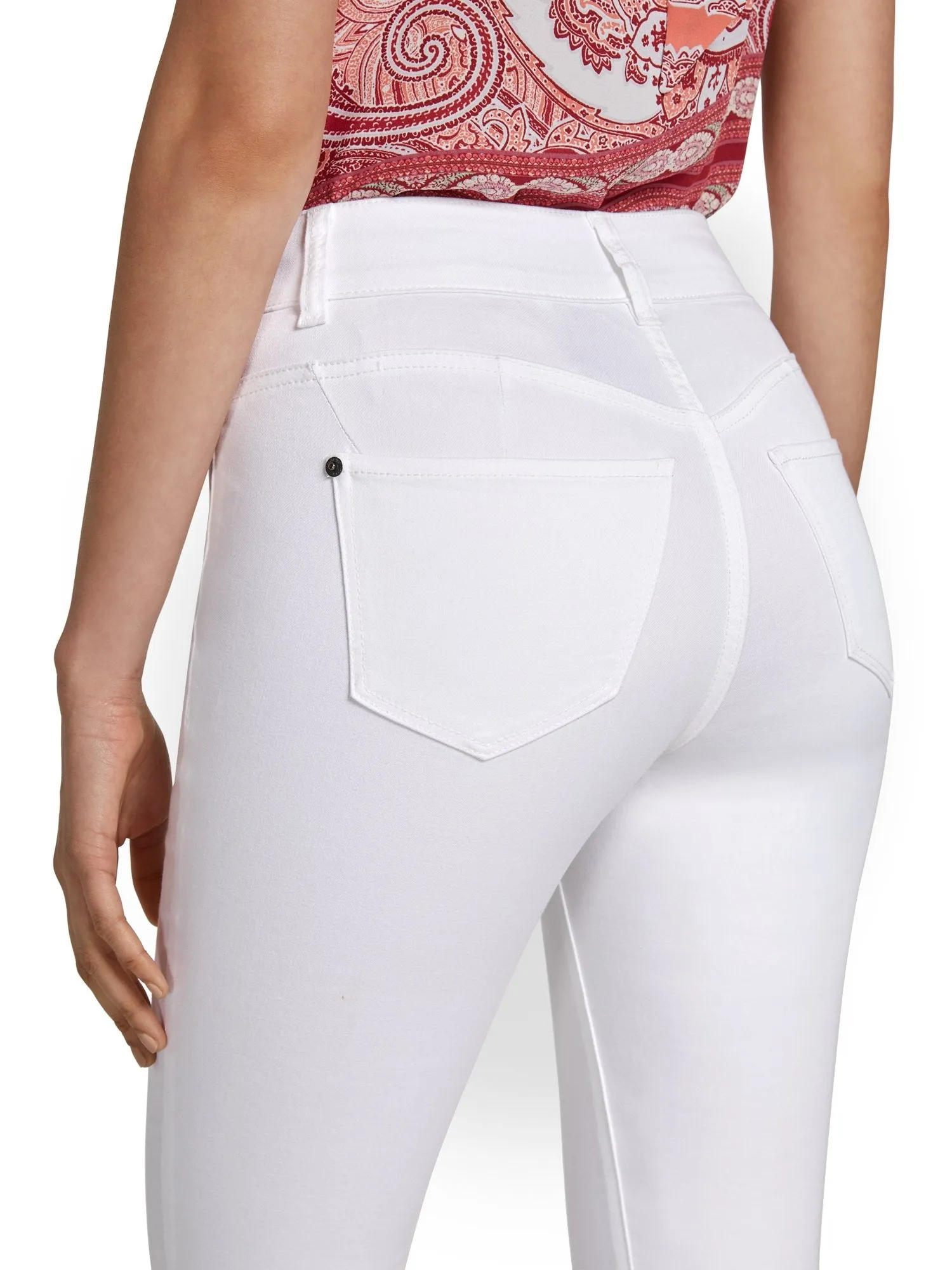 Mya Curvy High-Waisted Sculpting No Gap Super-Skinny Ankle Jeans - White