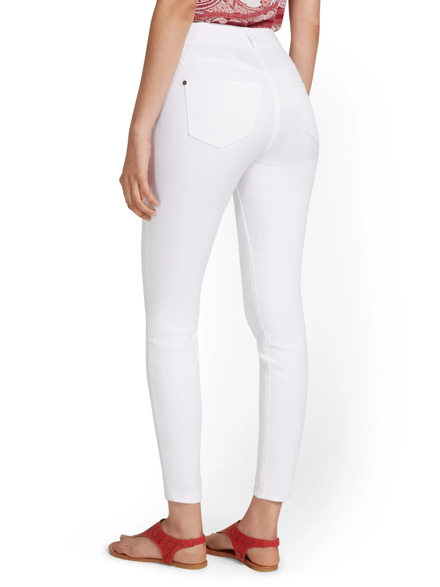 Mya Curvy High-Waisted Sculpting No Gap Super-Skinny Ankle Jeans - White