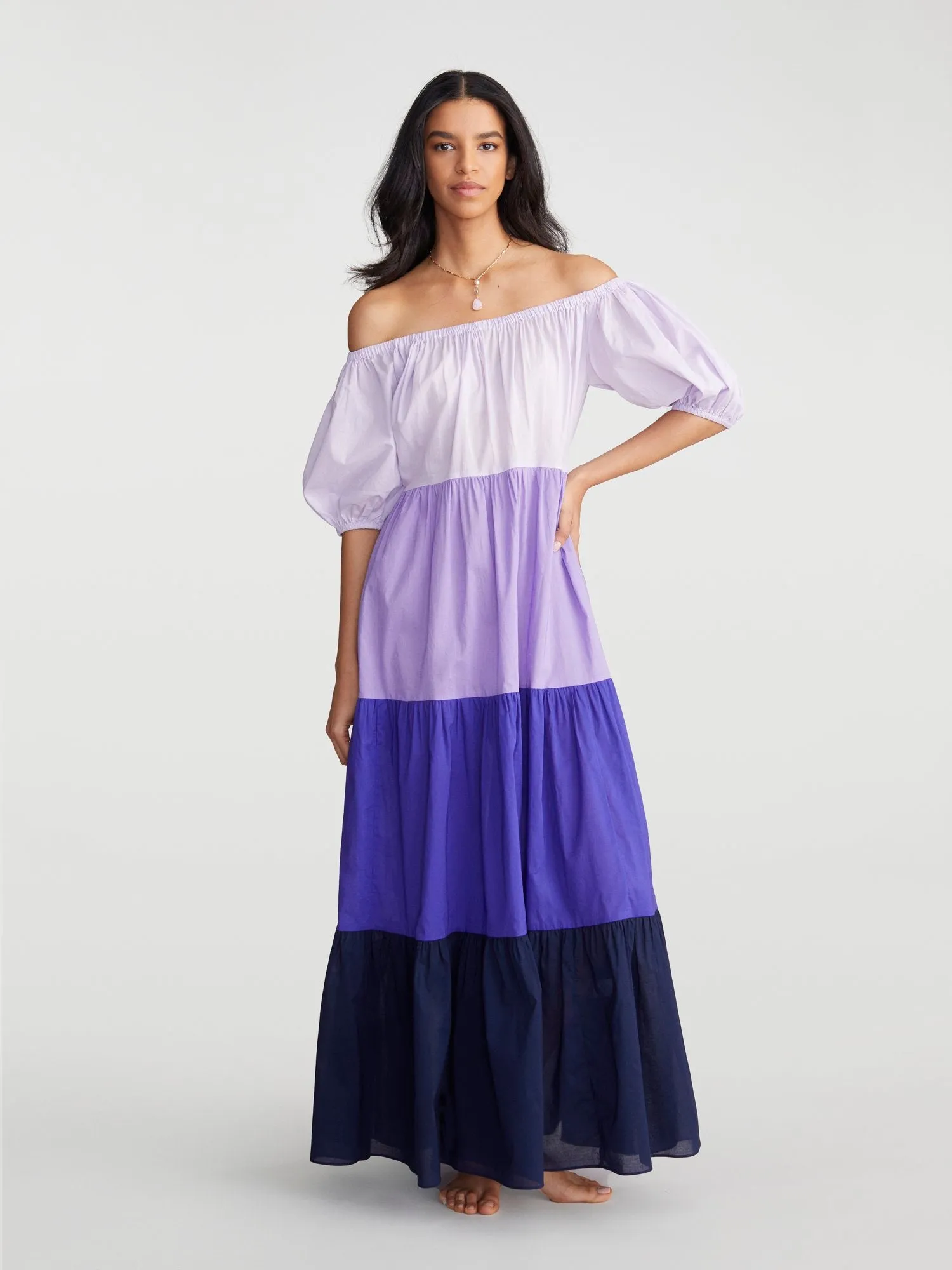 Natasha Tiered Colorblock Maxi Dress