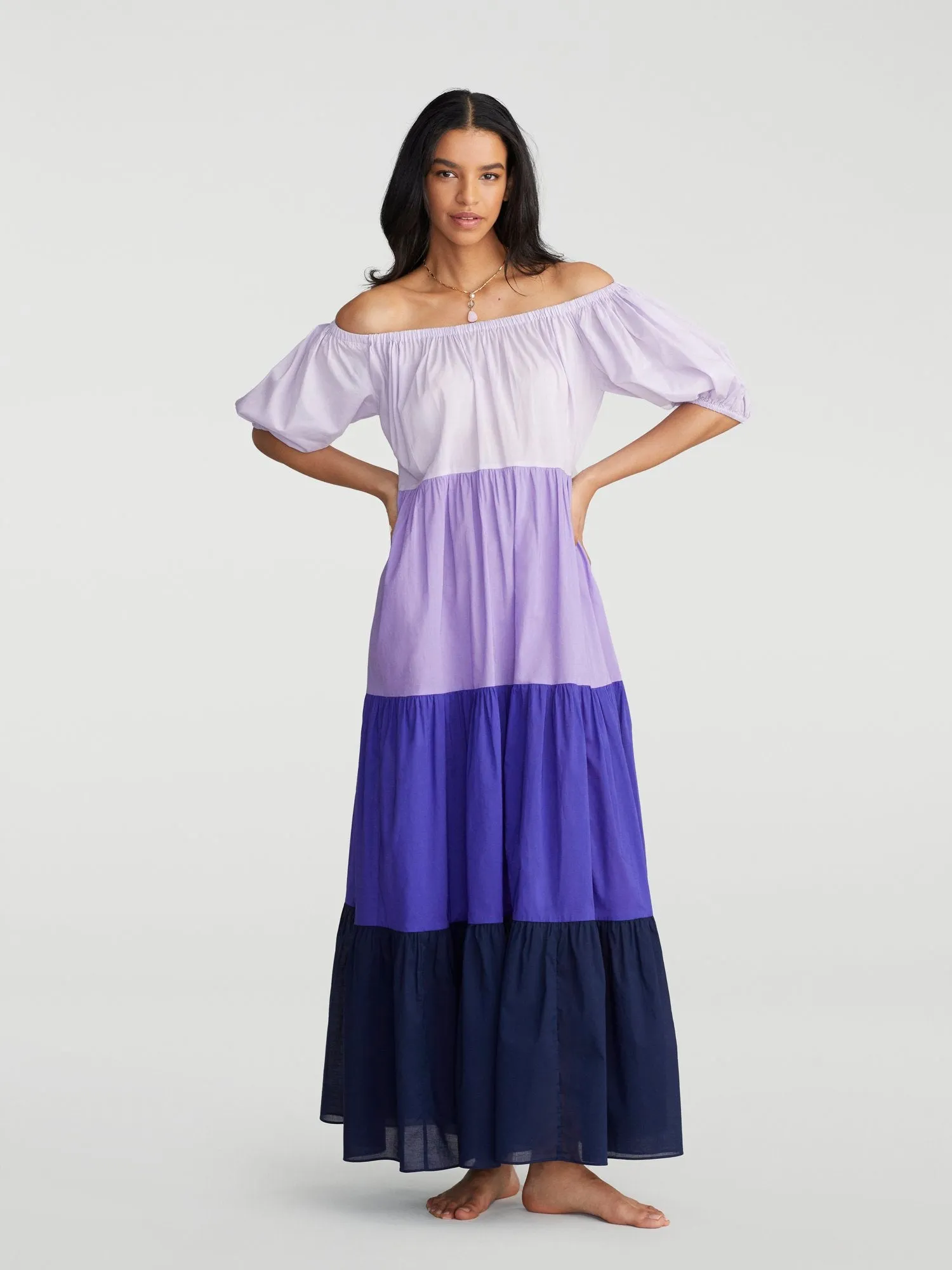 Natasha Tiered Colorblock Maxi Dress