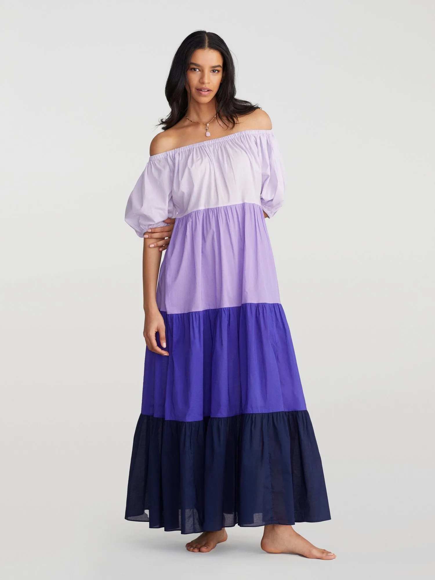 Natasha Tiered Colorblock Maxi Dress