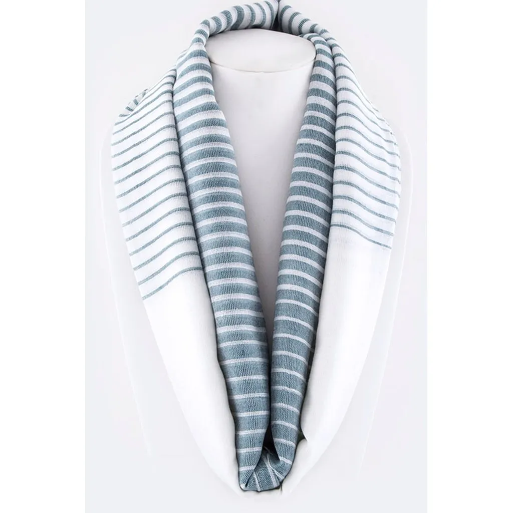 Navy & White Ombre Striped Infinity Scarf