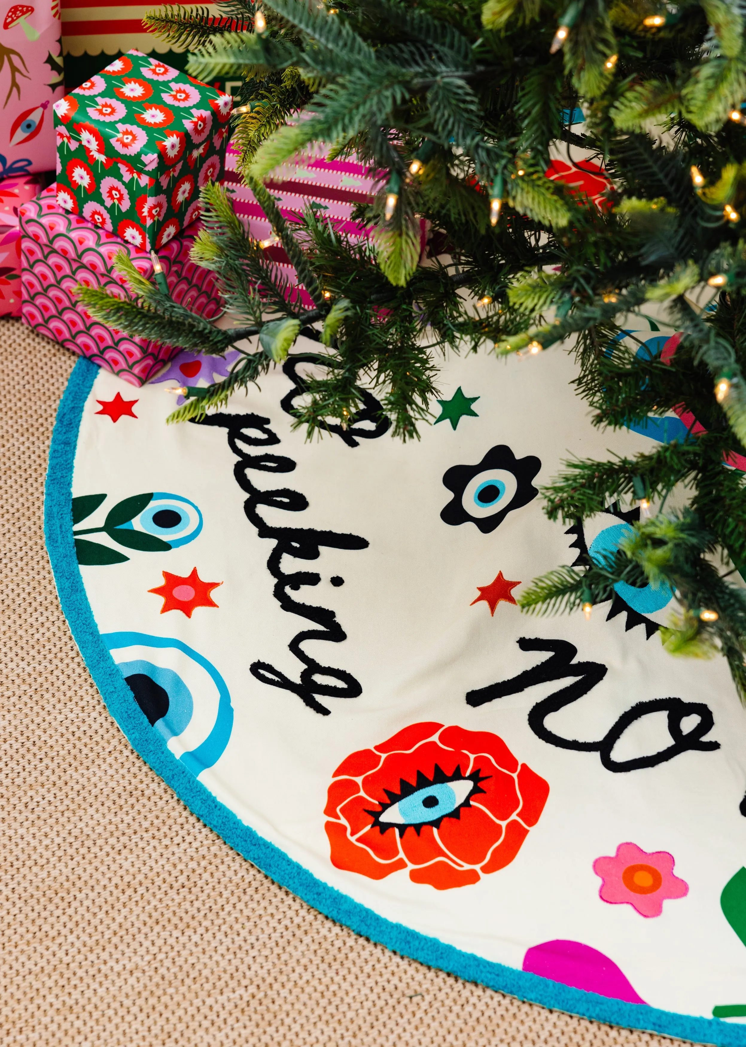 No Peeking Embroidered Tree Skirt