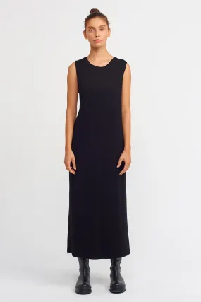 Nu Straight Cut Knitted Maxi Dress Black