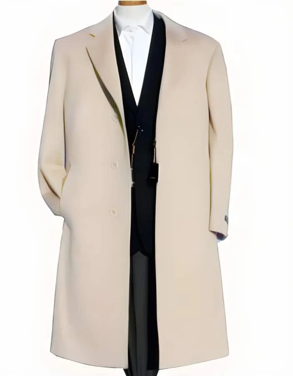 Off-White Soft Finest Grade Of Cashmere & Wool men's Overcoat ~ Long men's Dress Topcoat - Winter coat