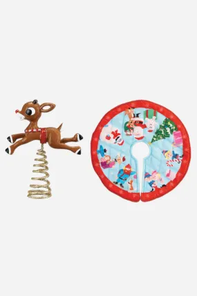 Old World Christmas Mini Rudolph Tree Topper & Skirt