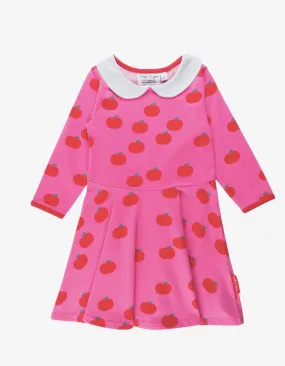 Organic Apple Print Long-Sleeved Skater Dress