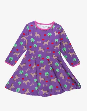 Organic Horse Print Long-Sleeved Skater Dress