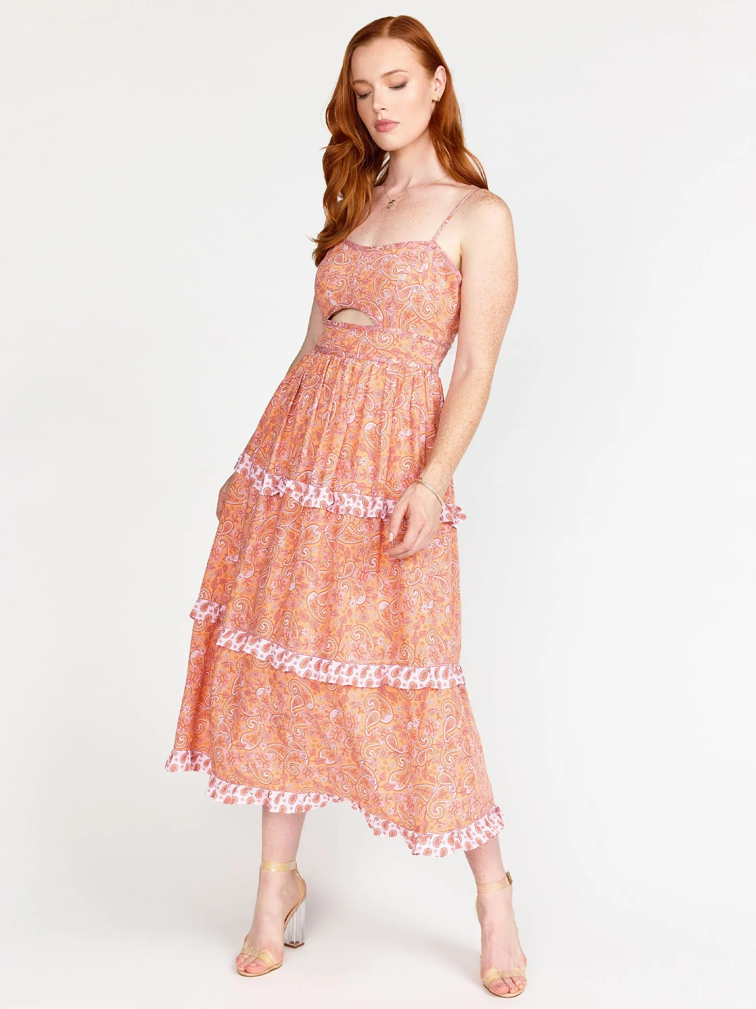 Paisley Print Sleevelss Tiered Maxi Dress - Lena