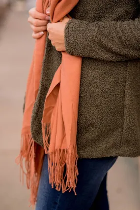 Peach Fringe Scarf