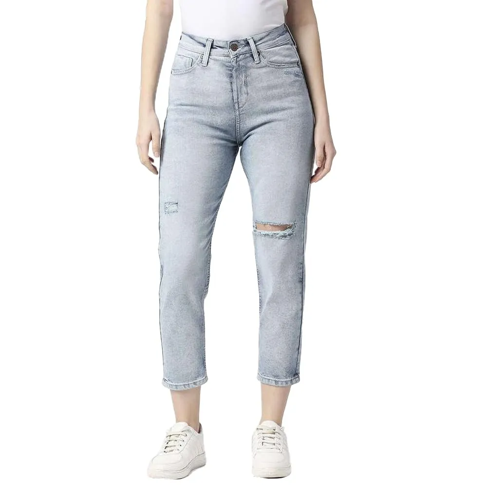 Pepe Jeans High Rise Cotton Tapered Fit Women's Jeans (BLUE, SIZE_32)