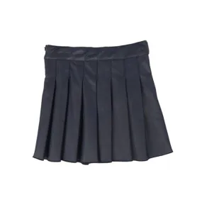 PICCOLA LUDO NAVY LEATHER PLEAT SKIRT