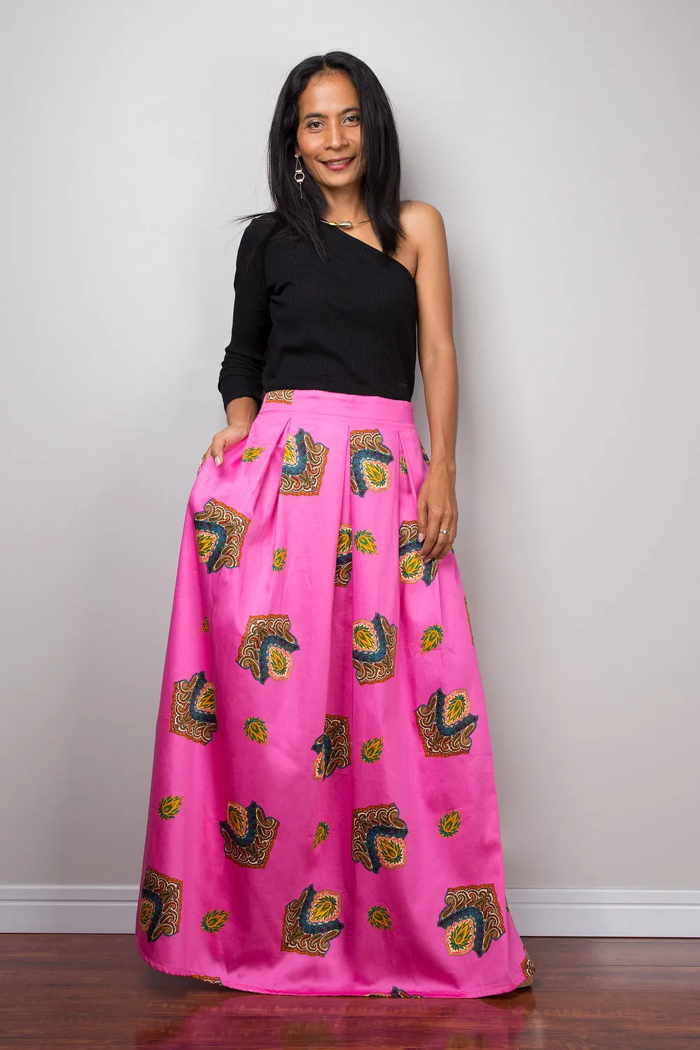 Pink maxi skirt,  Boho Skirt, pink Skirt, Maxi Skirt, Summer skirt, long pink skirt, pleated skirt