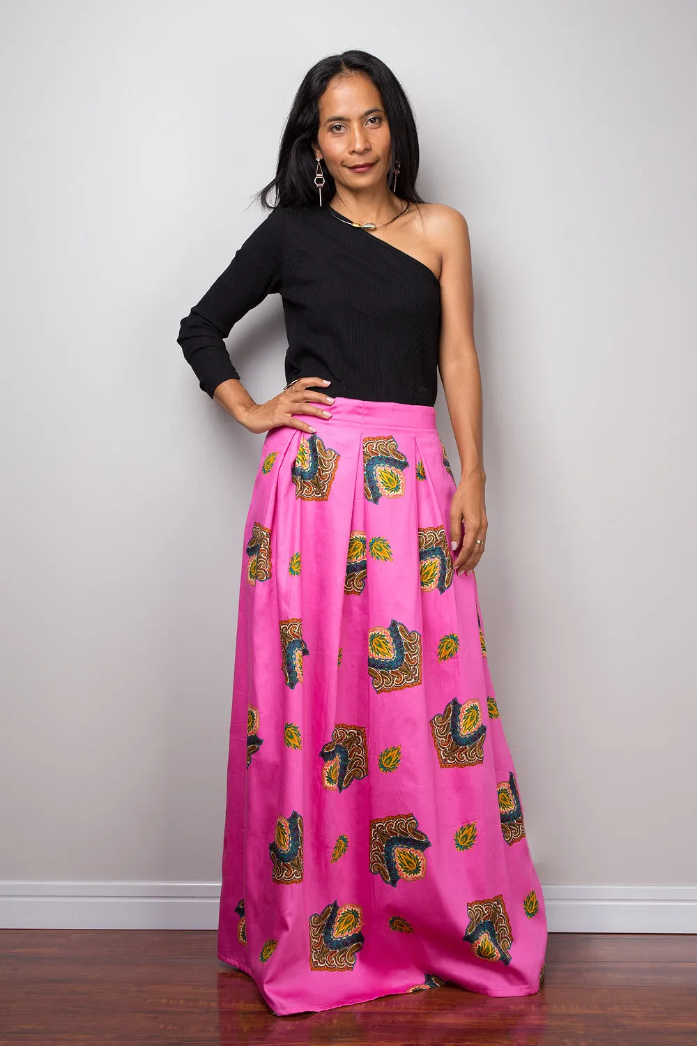 Pink maxi skirt,  Boho Skirt, pink Skirt, Maxi Skirt, Summer skirt, long pink skirt, pleated skirt