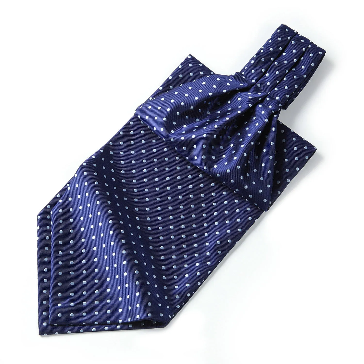 Polka Dot Ascot Cravat Scarf - NAVY BLUE/SILVER