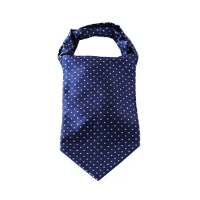 Polka Dot Ascot Cravat Scarf - NAVY BLUE/SILVER