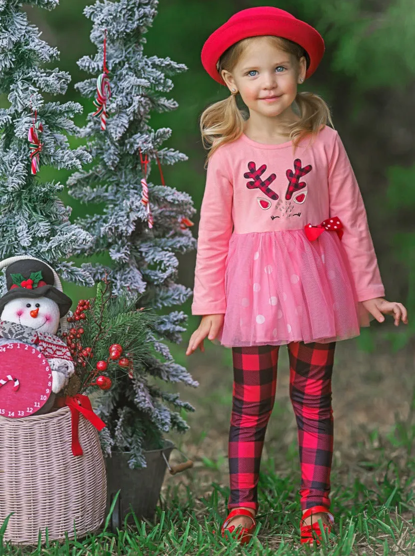 Prancing Reindeer Polka Dot Tutu Tunic and Legging Set