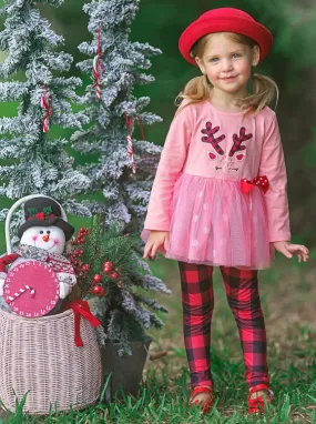 Prancing Reindeer Polka Dot Tutu Tunic and Legging Set