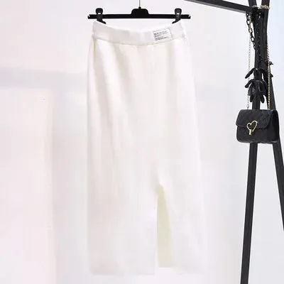 Pre Order:  Front Slit Knitted Loose Skirt