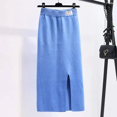 Pre Order:  Front Slit Knitted Loose Skirt