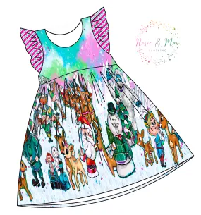 PREORDER - Red Nosed Reindeer - Colorful - Border Dress