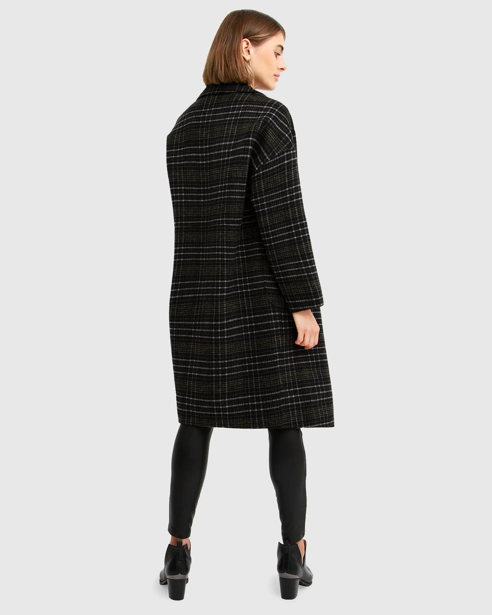 Publisher Double-Breasted Wool Blend Coat - Black Plaid