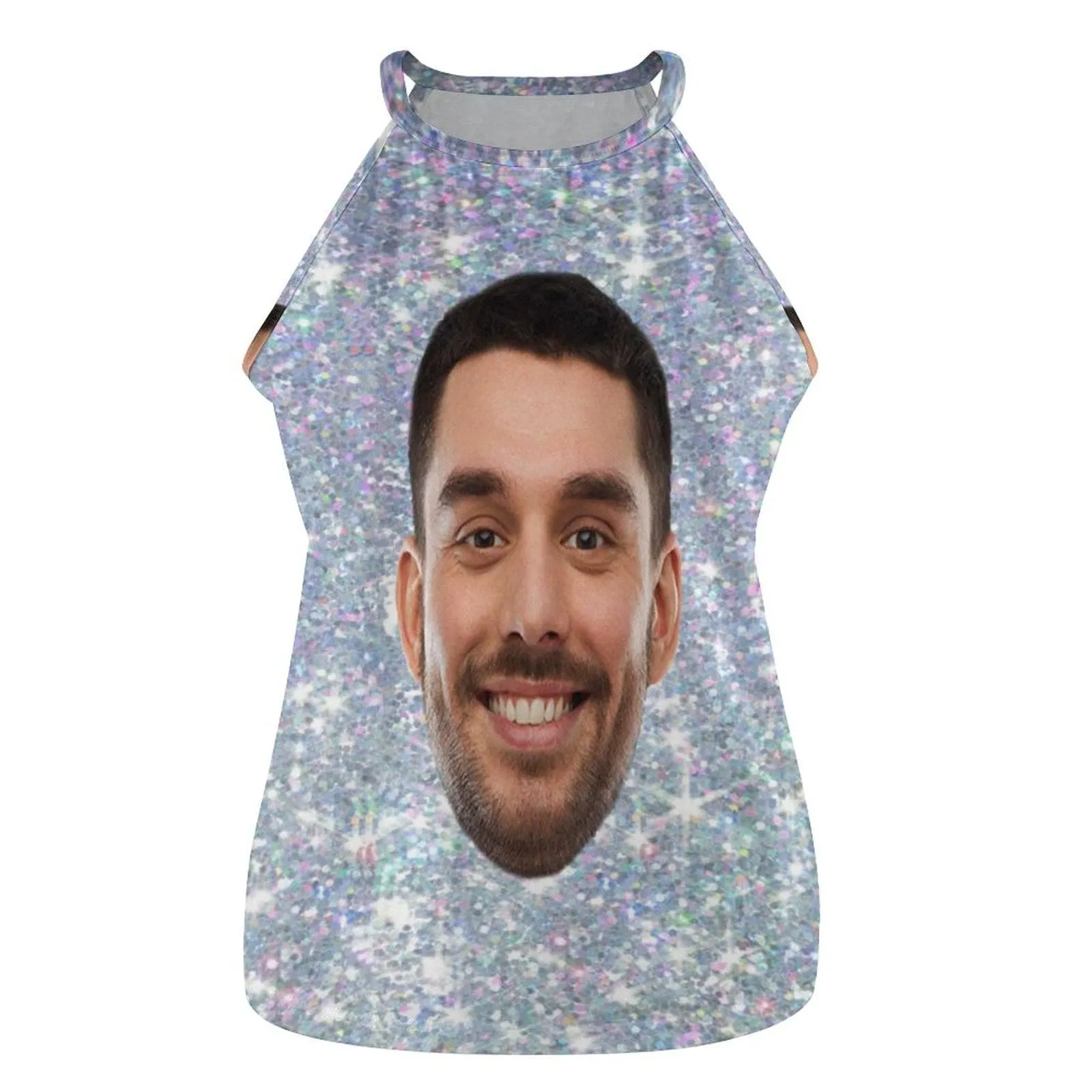 Put Face on Tank Tops Galaxy Summer Print Halterneck Strapless Vest Shirt Women's Boyfriend Face Loose Top