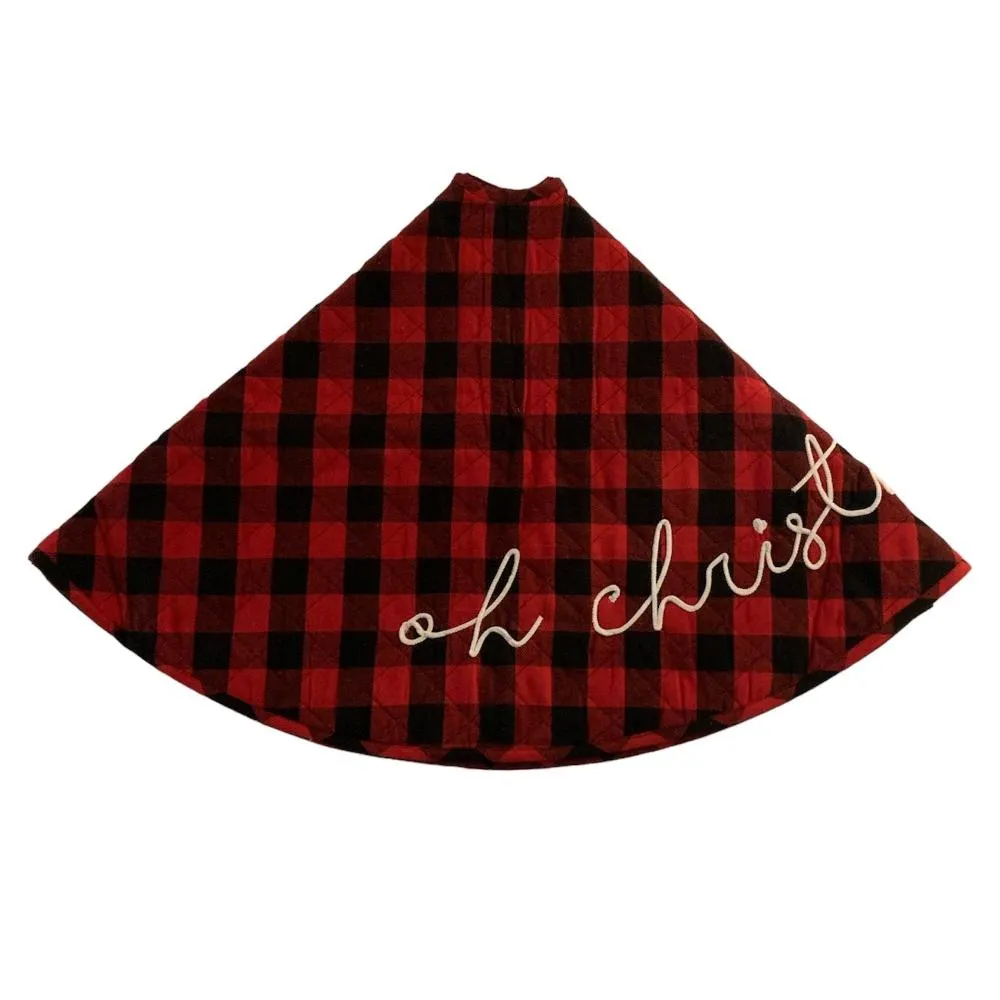 "Oh Christmas Christmas" Buffalo Check Tree Skirt