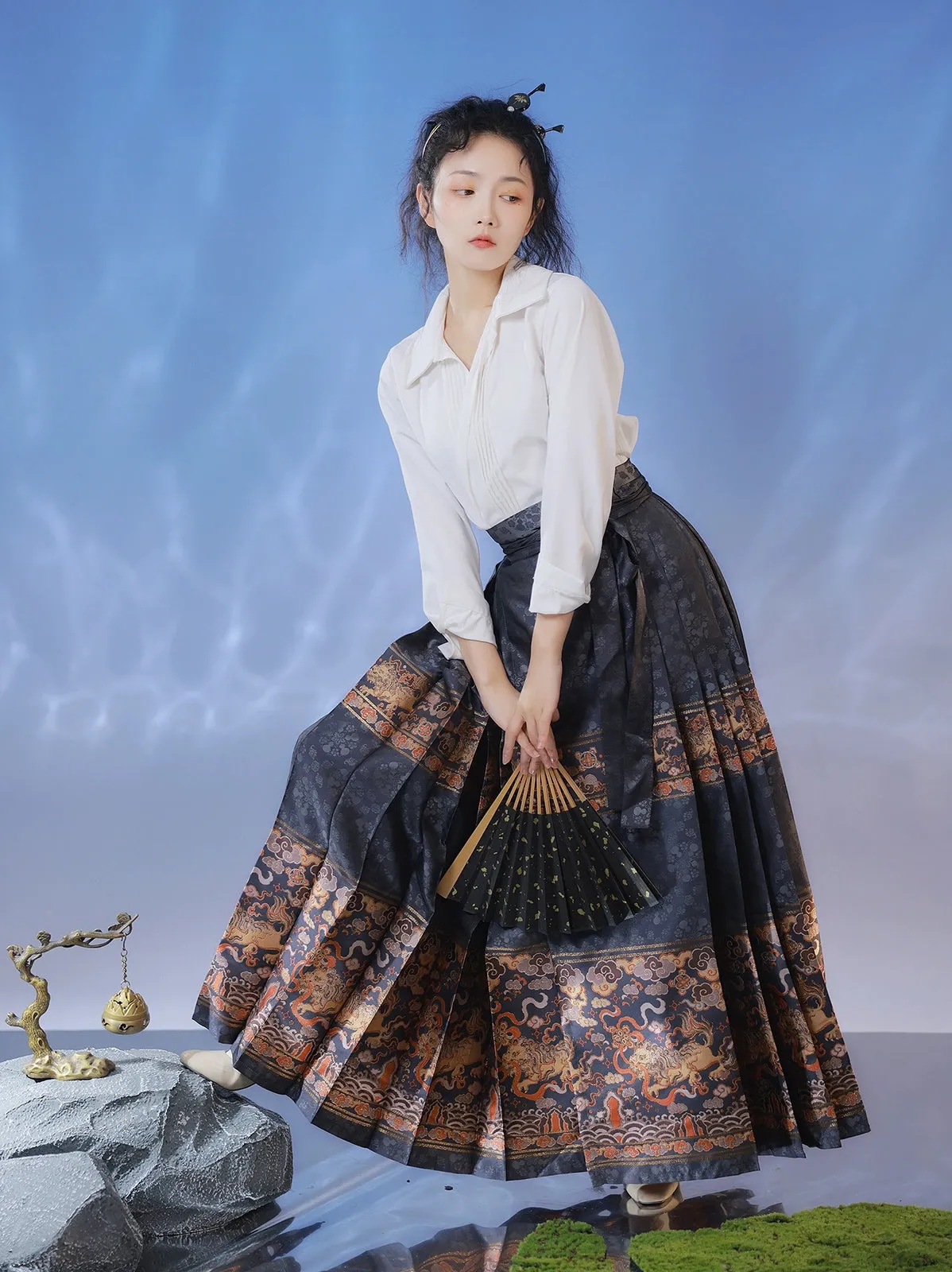 "狮子球" Ming-style Horse-face Hanfu Skirt