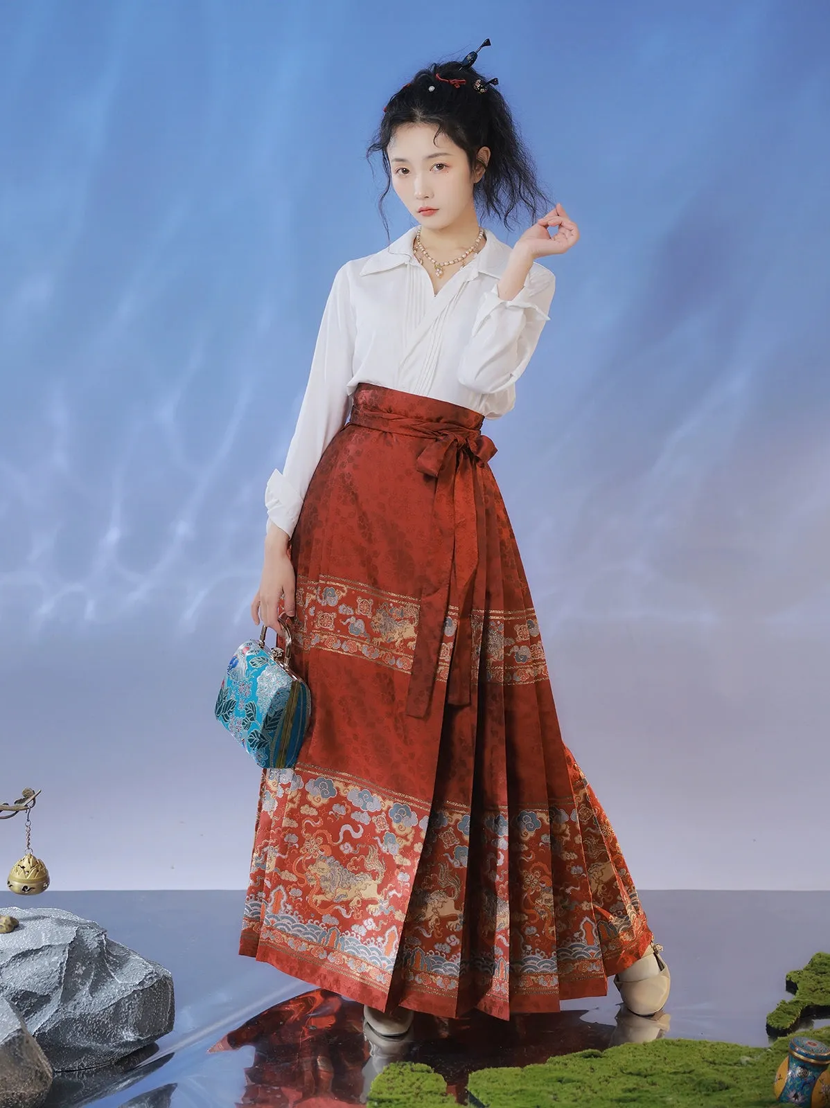 "狮子球" Ming-style Horse-face Hanfu Skirt