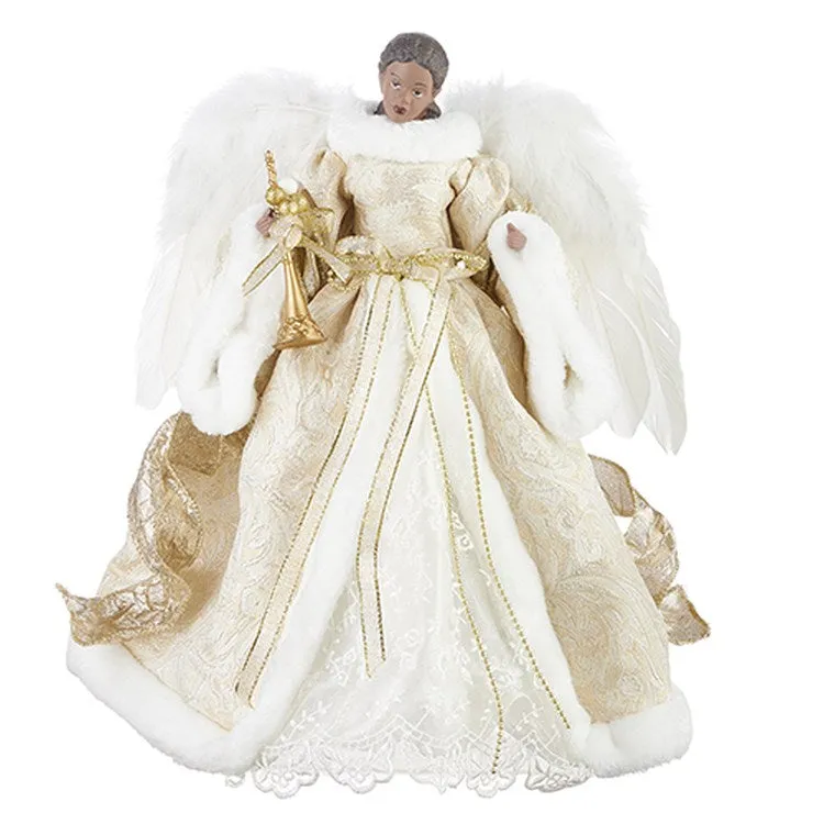 Raz Imports 2022 Holiday In Provence 15.75" Lacy Skirt Angel Tree Topper