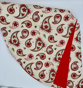 Red-Green Paisley on White Tree Skirt