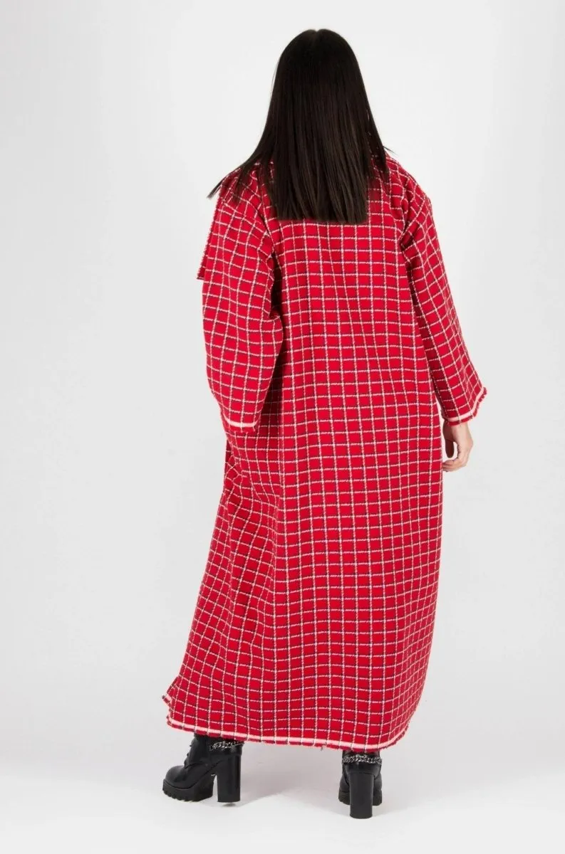 Red Plaid Long Coat  OFELIA SALE