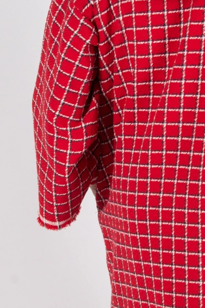 Red Plaid Long Coat  OFELIA SALE