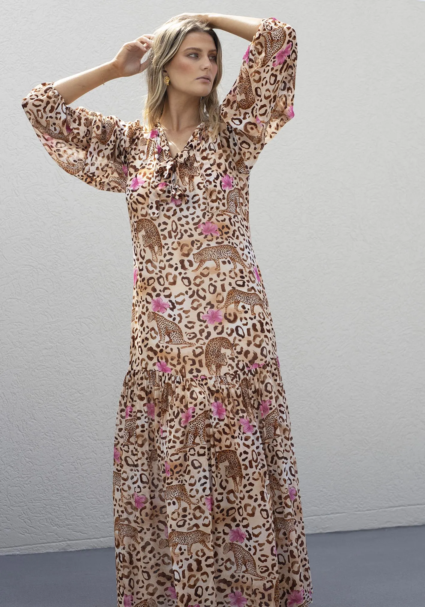 Resort Leopard Maxi Kaftan Dress