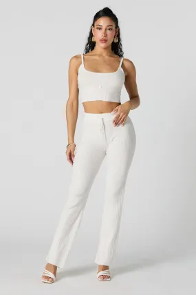 Ribbed Knit Drawstring Pant