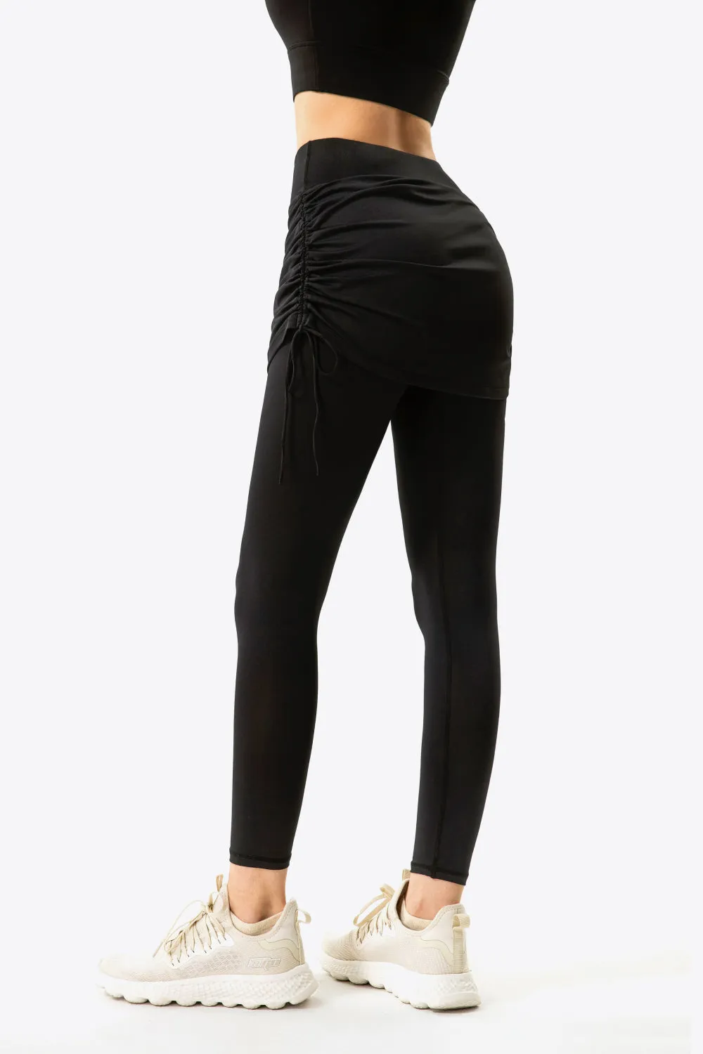 Ruched Faux Layered Yoga Leggings