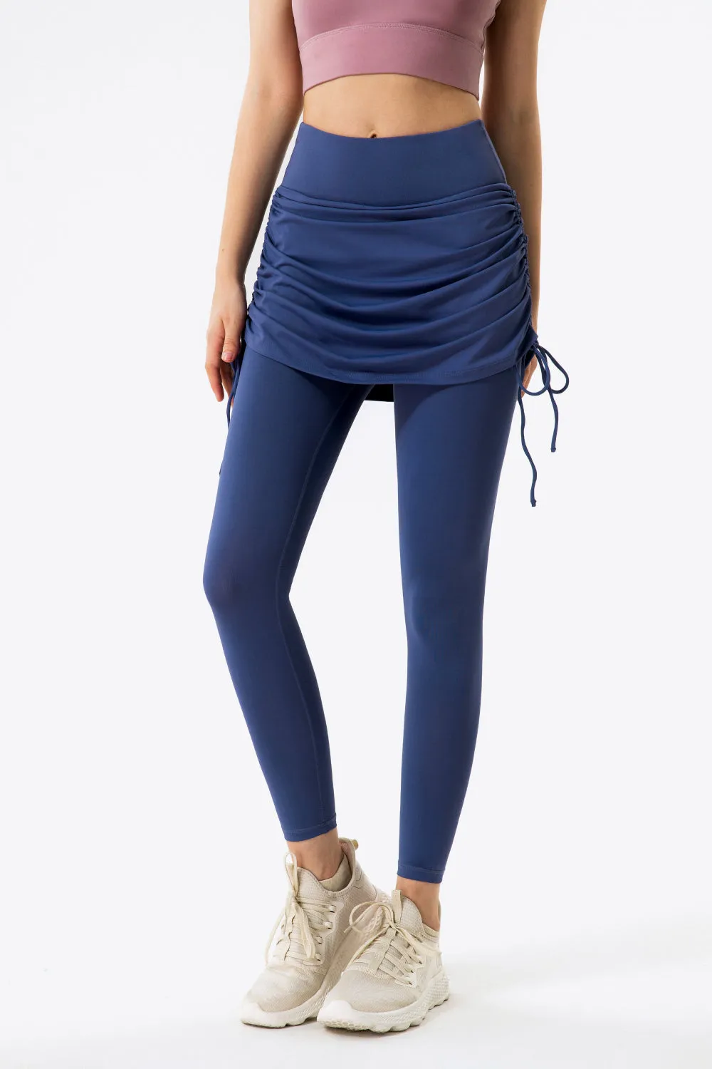 Ruched Faux Layered Yoga Leggings