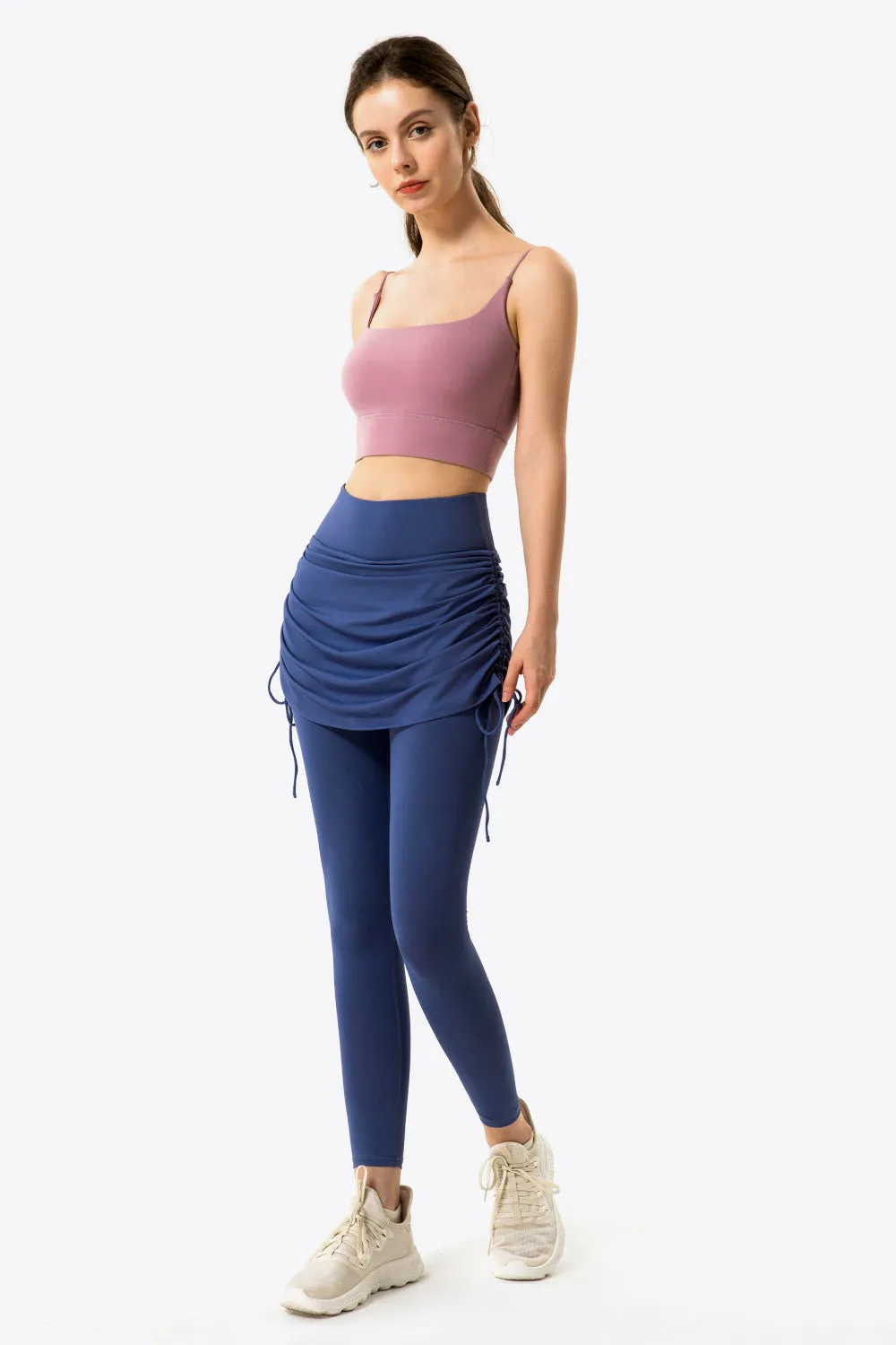 Ruched Faux Layered Yoga Leggings