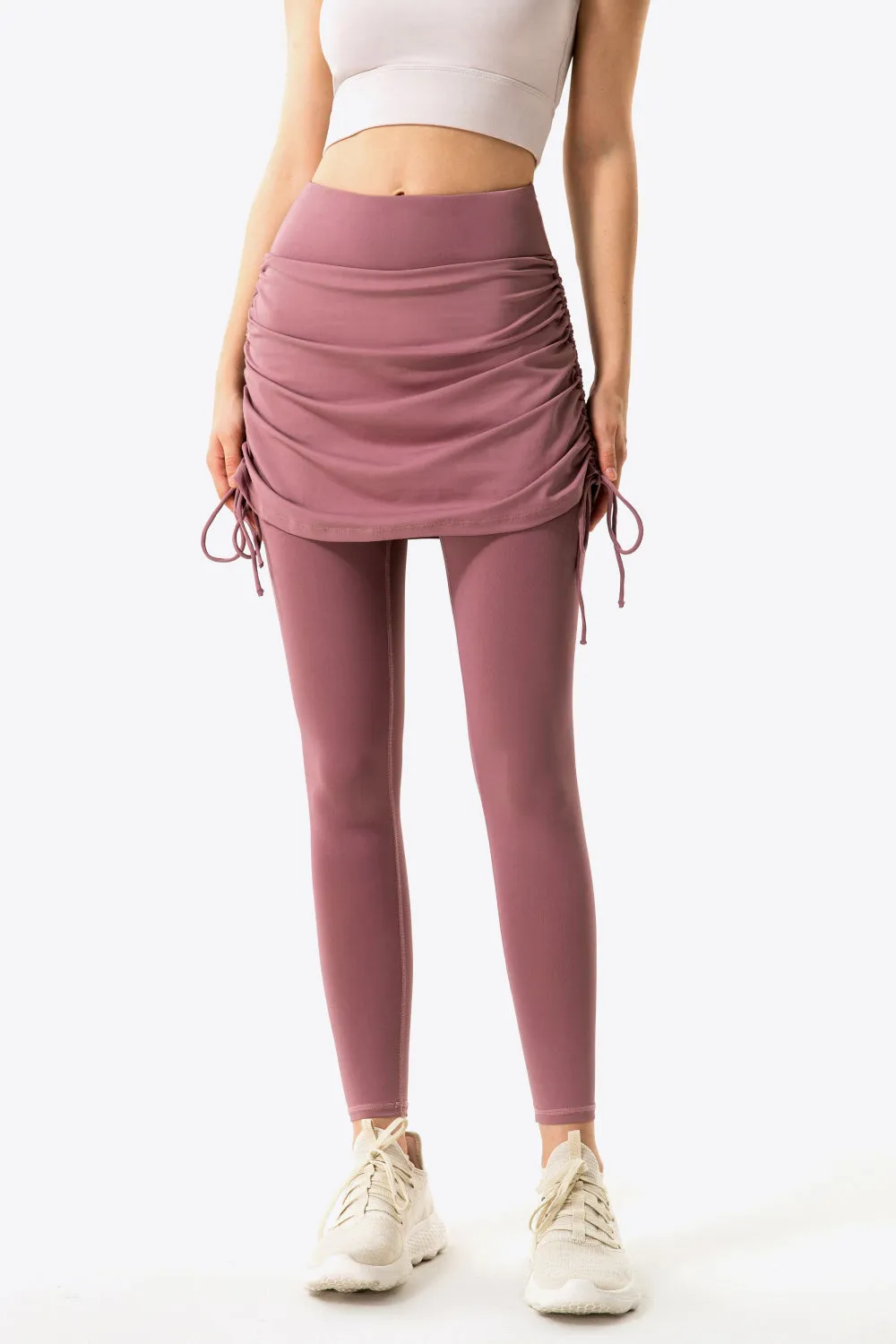 Ruched Faux Layered Yoga Leggings