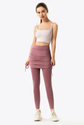 Ruched Faux Layered Yoga Leggings