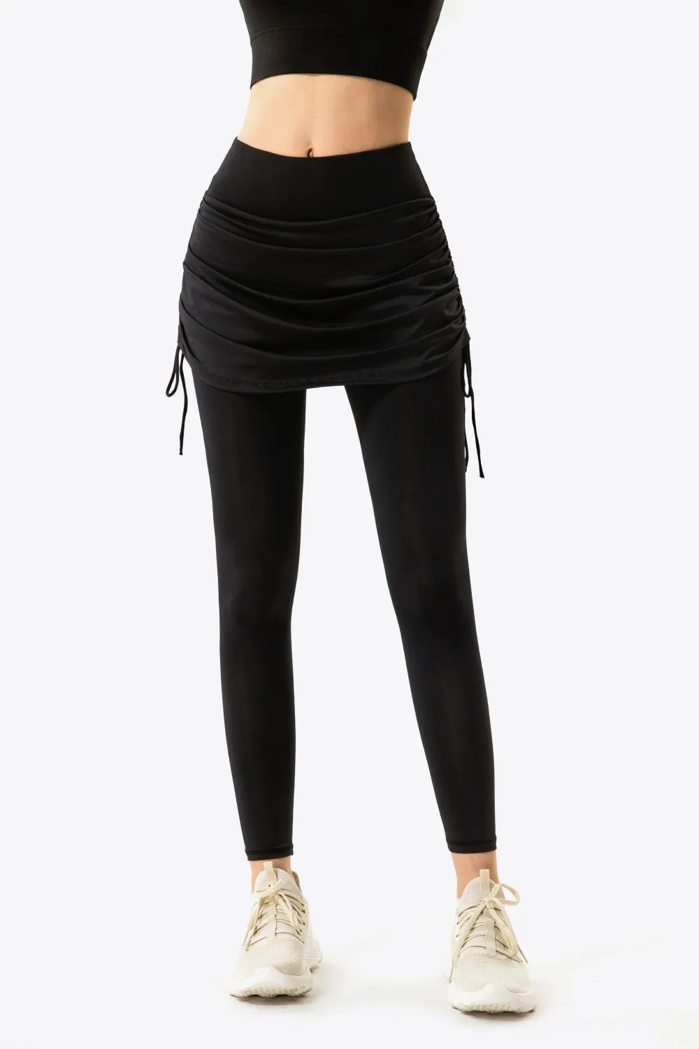 Ruched Faux Layered Yoga Leggings