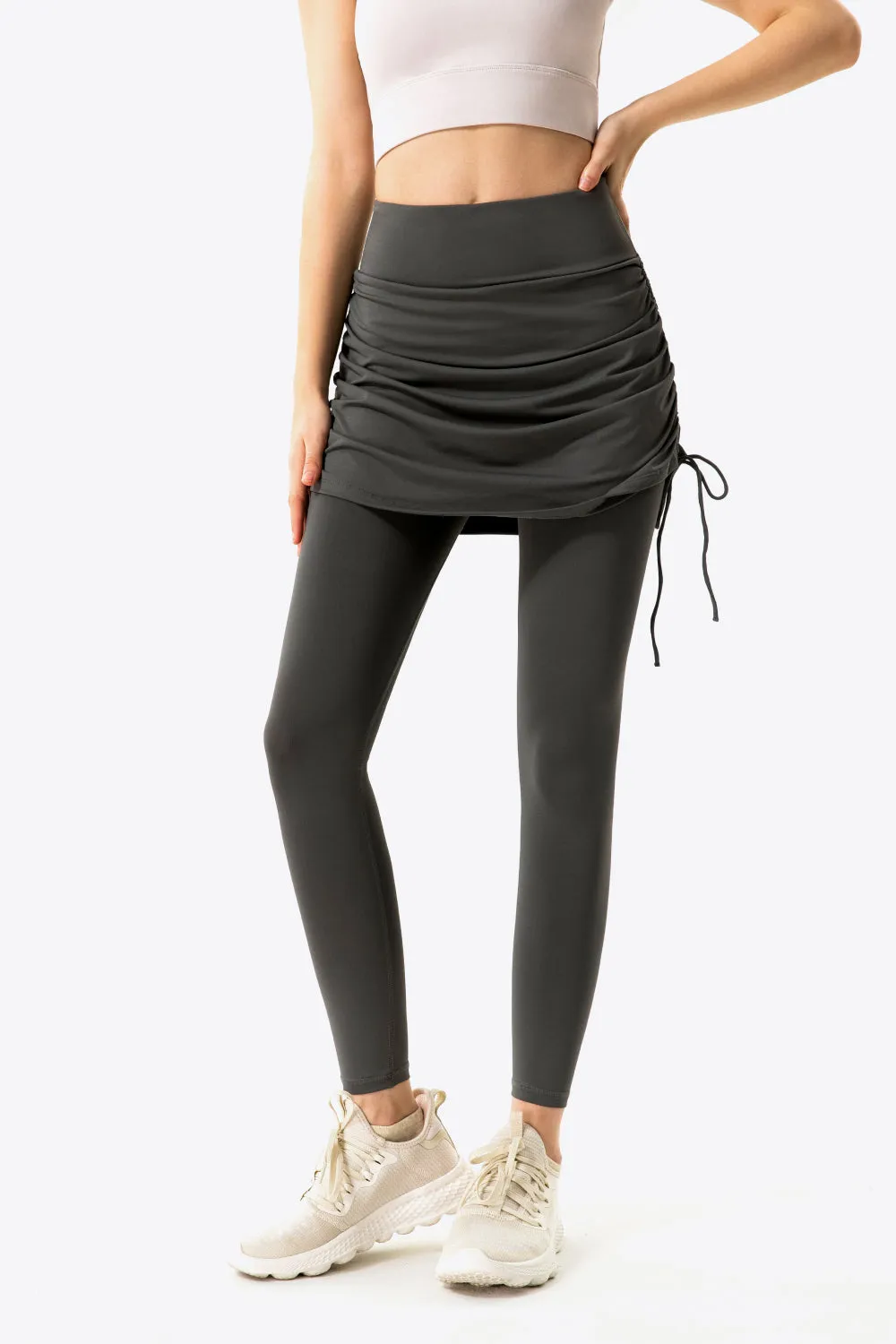 Ruched Faux Layered Yoga Leggings