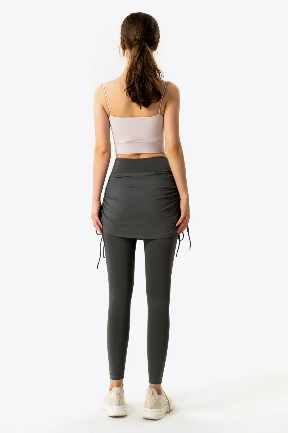 Ruched Faux Layered Yoga Leggings