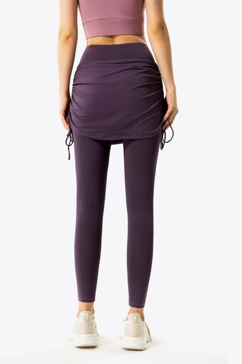 Ruched Faux Layered Yoga Leggings