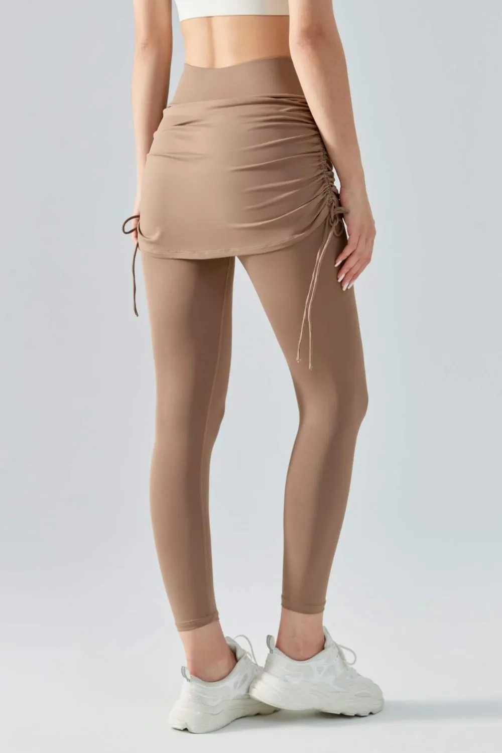 Ruched Faux Layered Yoga Leggings