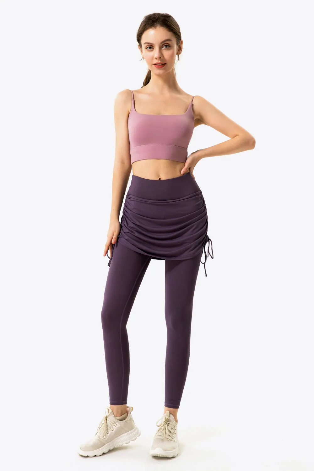 Ruched Faux Layered Yoga Leggings