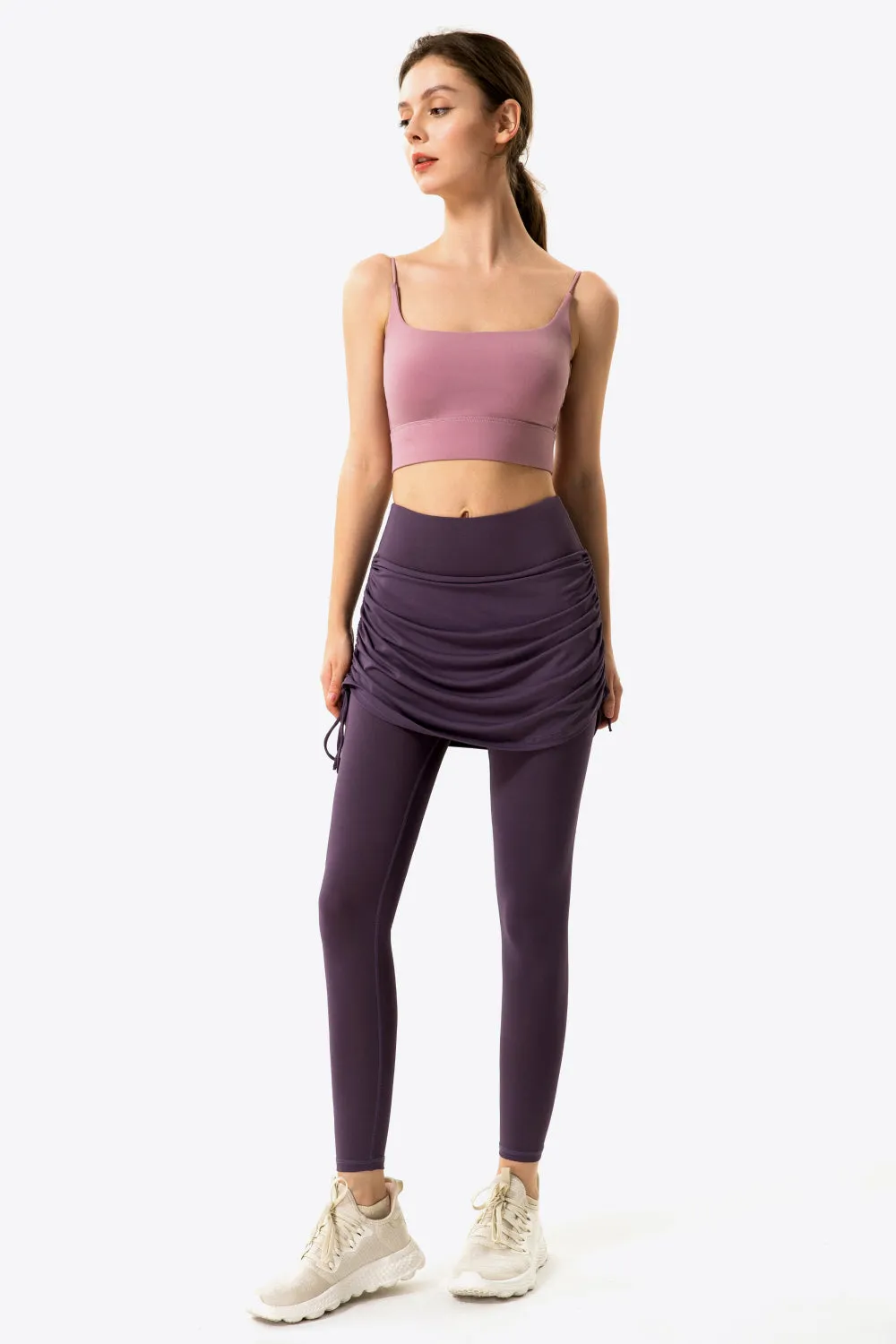 Ruched Faux Layered Yoga Leggings